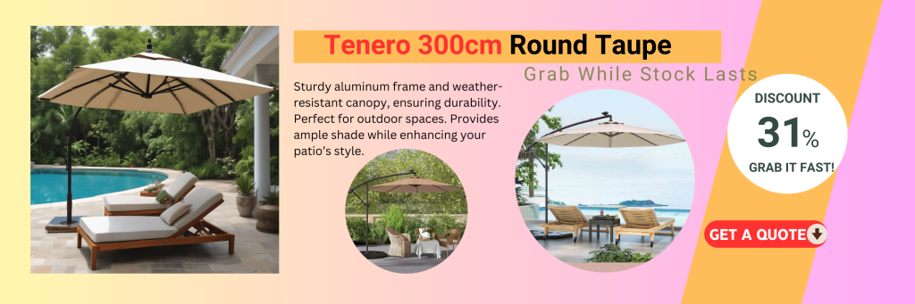 Tenero 300cm Round Taupe hartman parasols umbrella